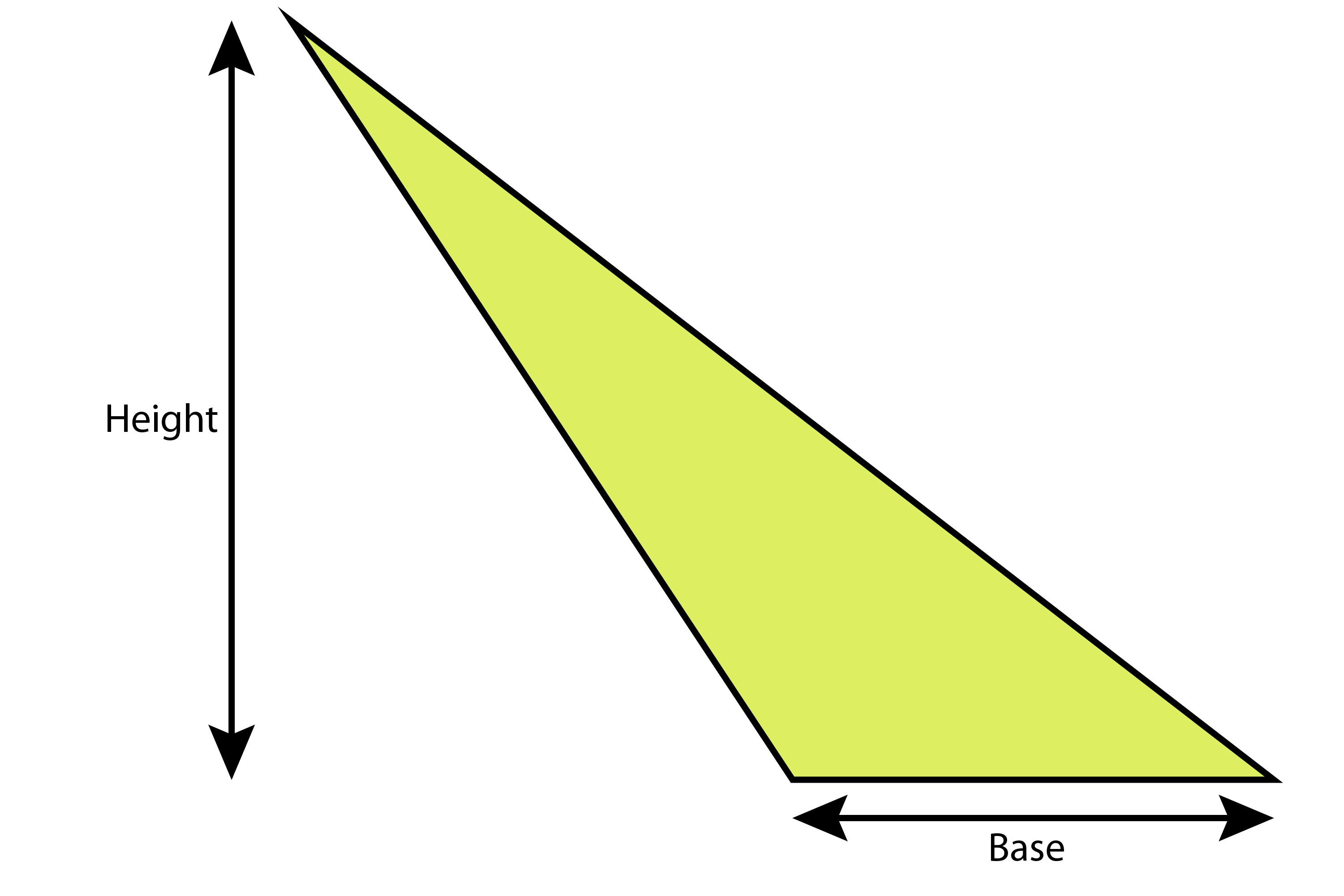 Even for slanting triangles and other triangles which are not right angle triangles, its half base times height